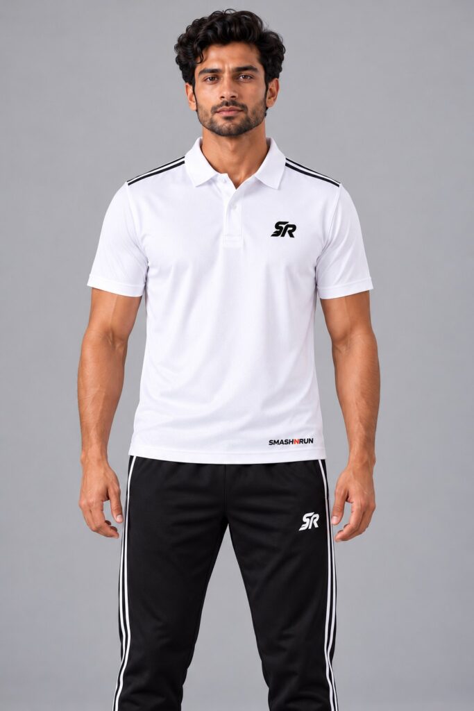 Front of the Shadow90 white with the SR chest logo